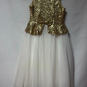 Girls Chasing Fireflies Gold Sequin Party Dress Size 10